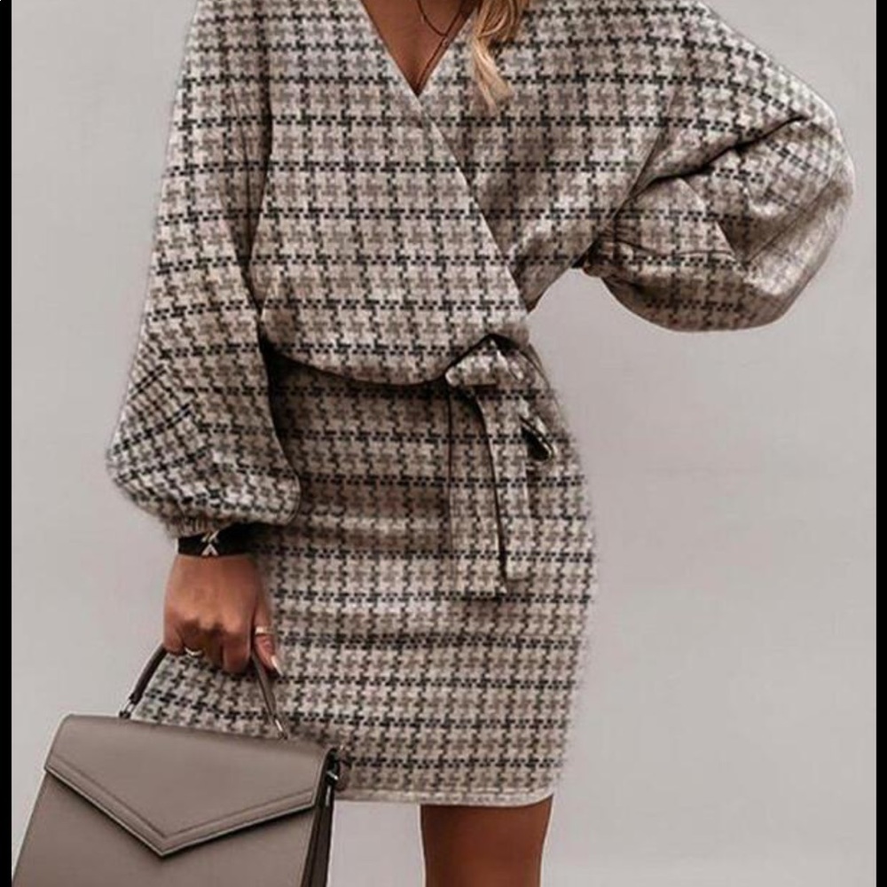 NWT Acalies houndstooth wrap dress - Size S